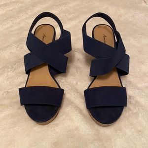 American eagle navy blue wedges